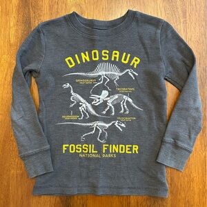 Dinosaur Thermal Shirt Boys 4T | Waffle Knit Long Sleeve | Fossil Finder Graphic